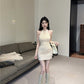 New Chinese style sexy cheongsam French sexy high waist temperament slim short sleeveless dress R3709