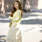 2025 new women's suit knitted cardigan beautiful floral skirt two-piece suit R0708