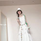 Sleeveless vest floral dress gentle temperament waist A-line long skirt R0709