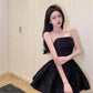 French Hepburn style high-end puffy short skirt 2025 summer new sexy tube top dress R3793