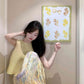 Pure suit, gentle temperament, beautiful yellow top, floral skirt, two-piece suit R0805