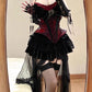 Dark Gothic Velvet Waist Halter Suspender Suit Removable Skirt Two-piece Suit R1665