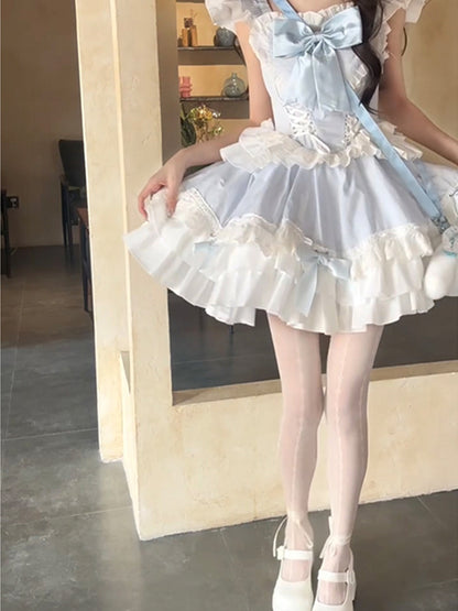 Wear pure desire design blue bow OP dress lolita puffy princess dress R1664