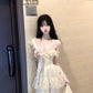Summer beautiful little skirt gentle temperament lace v-neck suspender dress R0850
