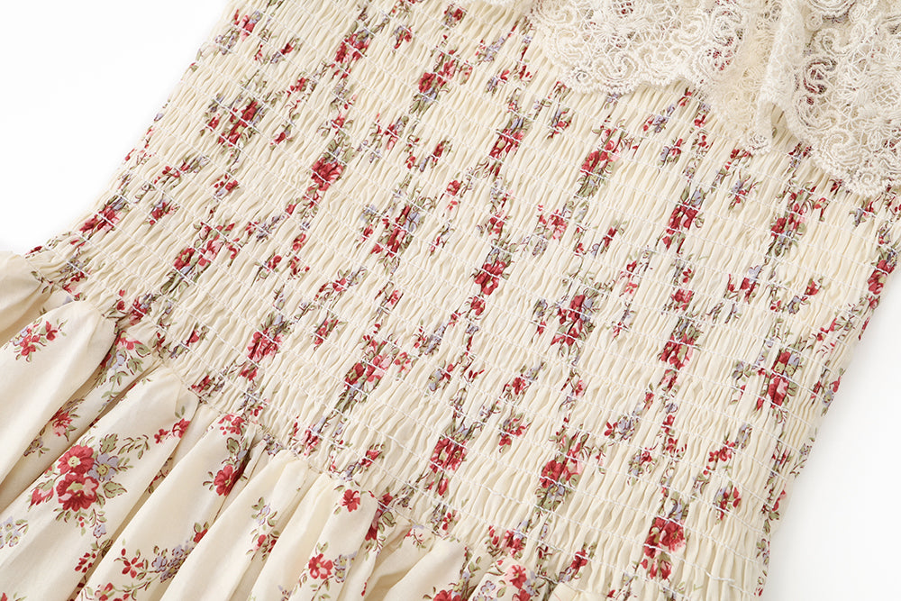 Tea break French lace floral suspender dress 2025 new princess puffy skirt R0025