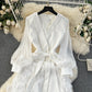 High-end dress 2025 new French splicing fake two-piece temperament long dress R2153