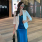 High-grade French suspender dress 25 new high-end silk satin blue temperament skirt slim fit R0988
