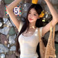 Vacation style outfit sexy hot girl beautiful knitted top floral skirt two-piece skirt R0893