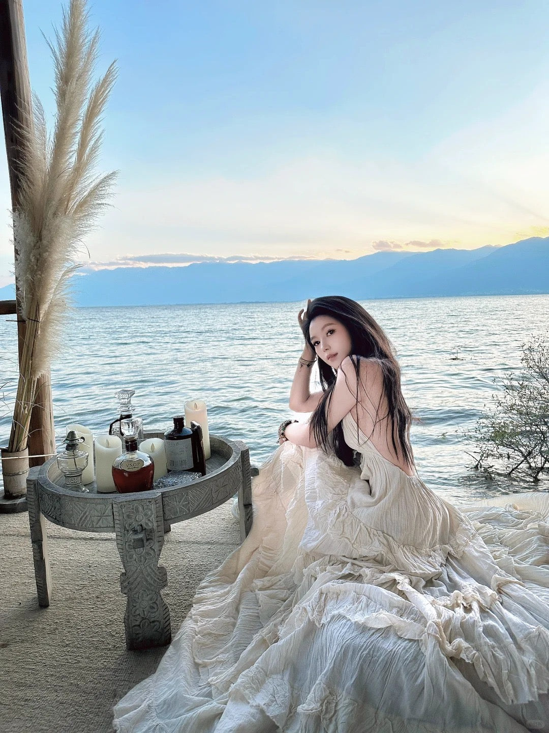 Island style seaside vacation halter neck backless dress Bohemian beach dress R1579