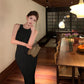 Temperament sleeveless vest dress slim fit hip dress R0559