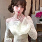 Gentle style lace one-shoulder dress beautiful waist slim hip skirt 2025 new R0855