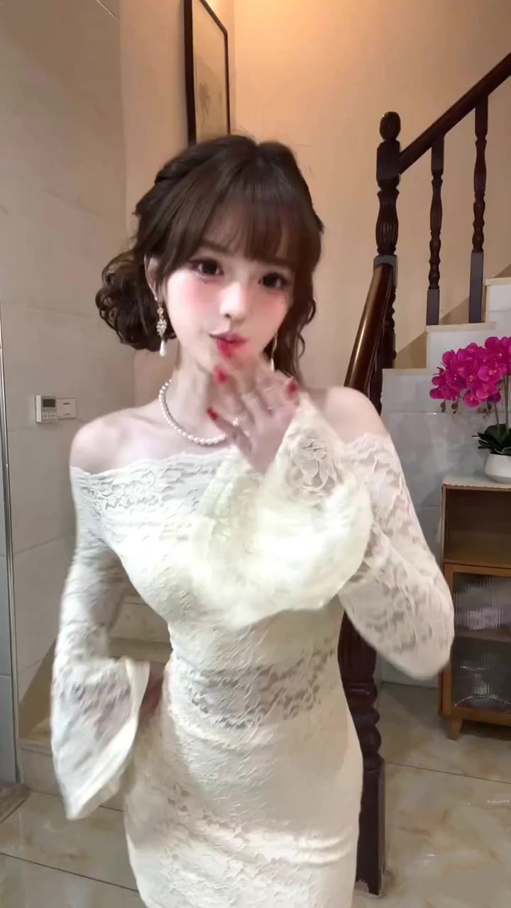 Gentle style lace one-shoulder dress beautiful waist slim hip skirt 2025 new R0855