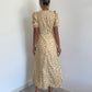 New French style sweet or salty square collar slit yellow floral dress women's summer long skirt R3091