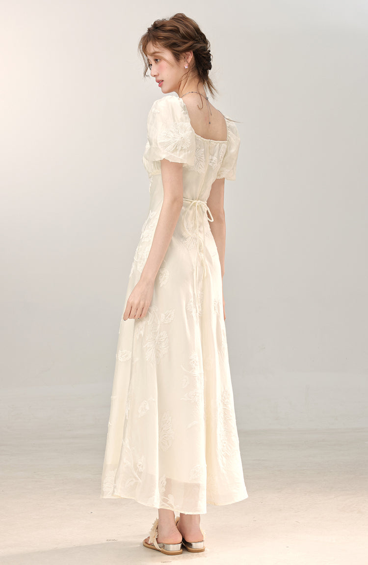 French style high-grade apricot dress women's new style small long skirt R1972