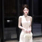 Temperament suspender dress lace patchwork waist slim banquet dress skirt R0519