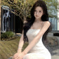 White lace suspender dress beautiful waist hip skirt R0526