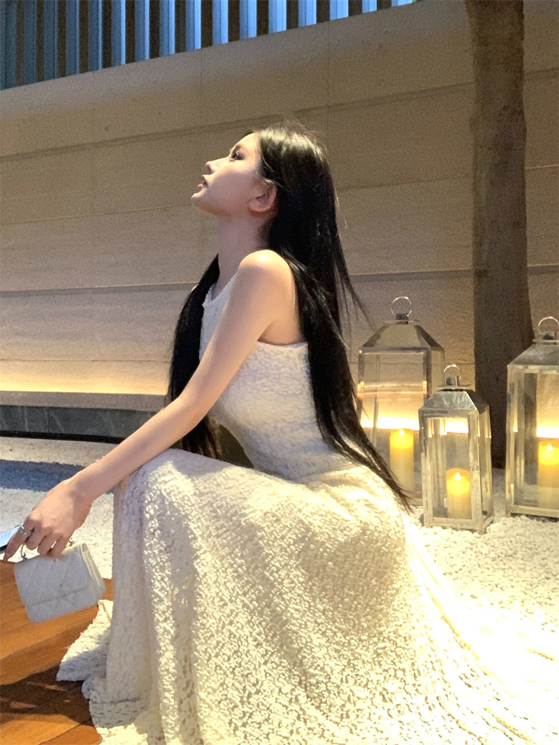 Elegant and decent skirt exquisite lace vest large swing skirt waist dress R0711