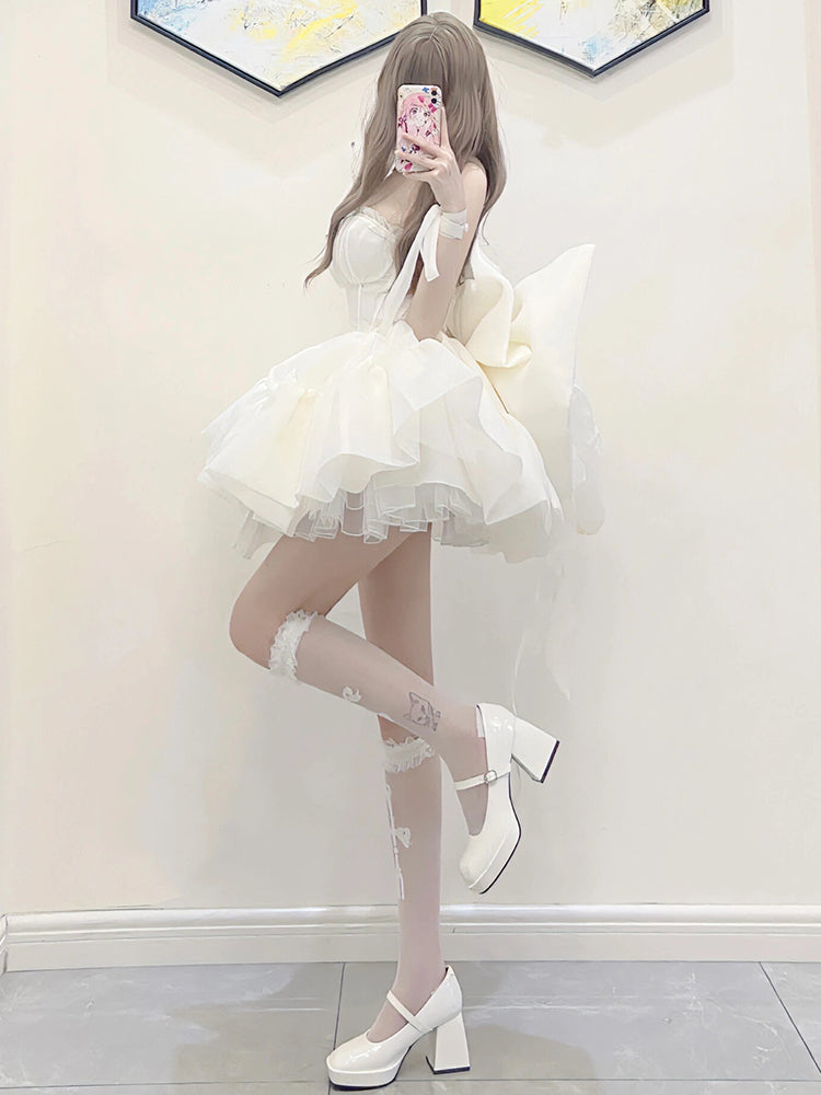 Super fairy tube top bow dress birthday dress JSK suspender skirt princess tutu skirt R1684