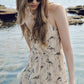 Summer new wave holiday style floral fairy ruffle waist suspender long dress for women R3946