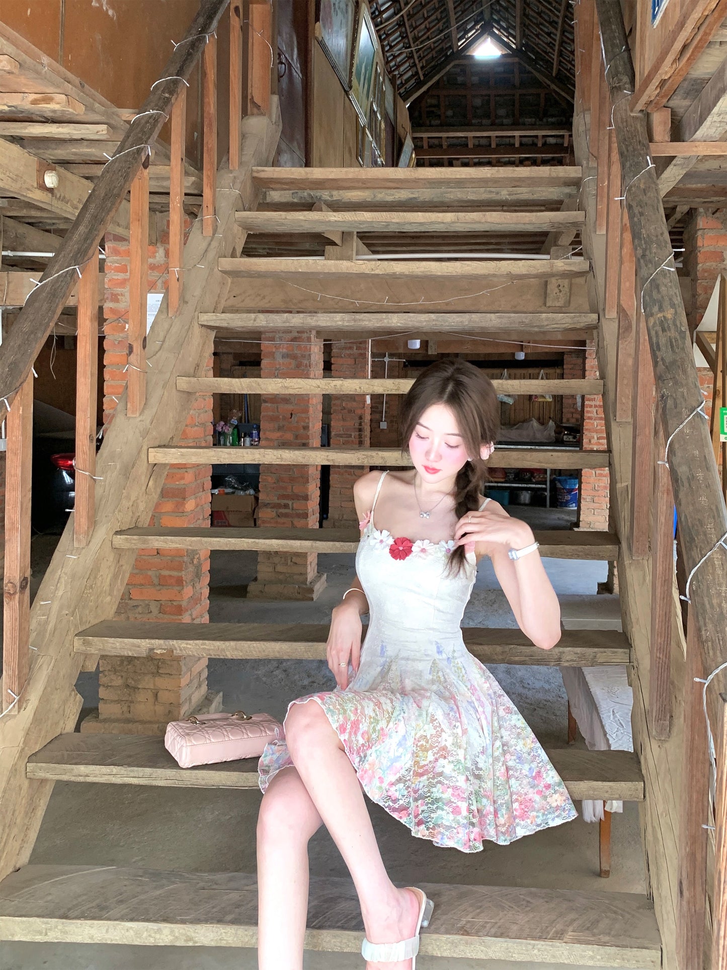 Sling floral slim dress design summer pretty skirt R3915