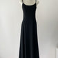 Black and gray simple waist slim U-neck temperament long suspender dress R2088