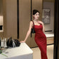 Retro suspender dress, sexy temperament, waist and hip-hugging dress skirt R1451