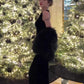 Hepburn style black dress high-end niche temperament sexy halter neck dress R1776