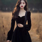 Hepburn style black dress high-end niche important occasion temperament dress R1778