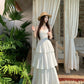 Beautiful little skirt lace splicing cake sling long dress R0778