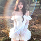 Summer New French One Shoulder Skirt Sweet Heavy Industry Ribbon Irregular Dress Short Skirt Homecoming Dress R2998