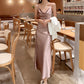 High-end acetate silk satin French suspender dress 2025 new style pink sway collar long dress R0989