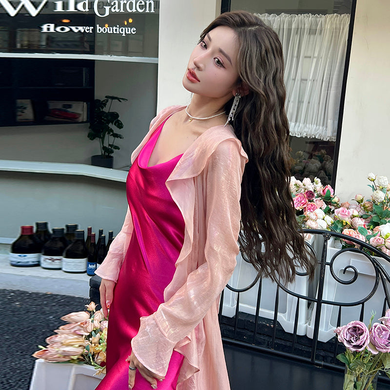 High-grade triacetate suspender dress exquisite dress lady temperament dress slim fit R0986