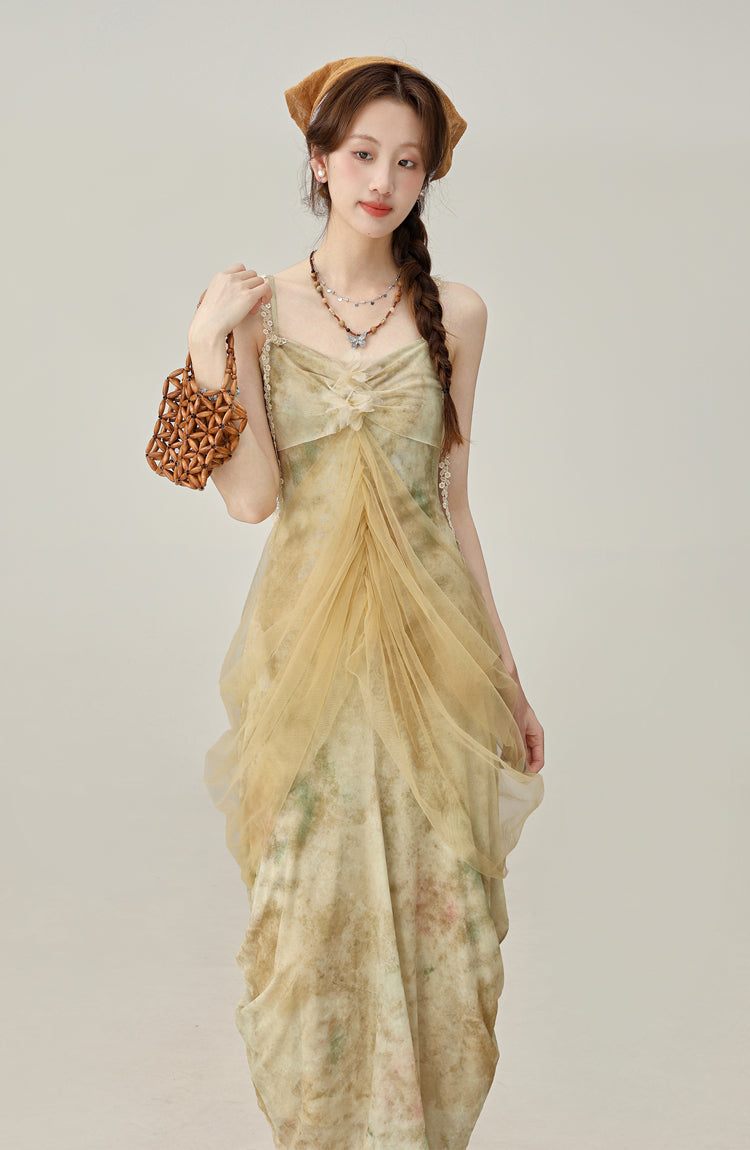 2025 new western resort style suspender dress design fishtail long skirt R1935