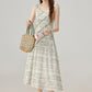 2025 Temperament Green Floral Suspender Dress Holiday Style Dress R1936