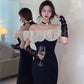 French style one shoulder dress slit gentle style banquet bridesmaid dress long skirt R1429