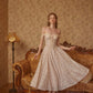 French style heavy lace suspender fishbone dress light evening gown R5065