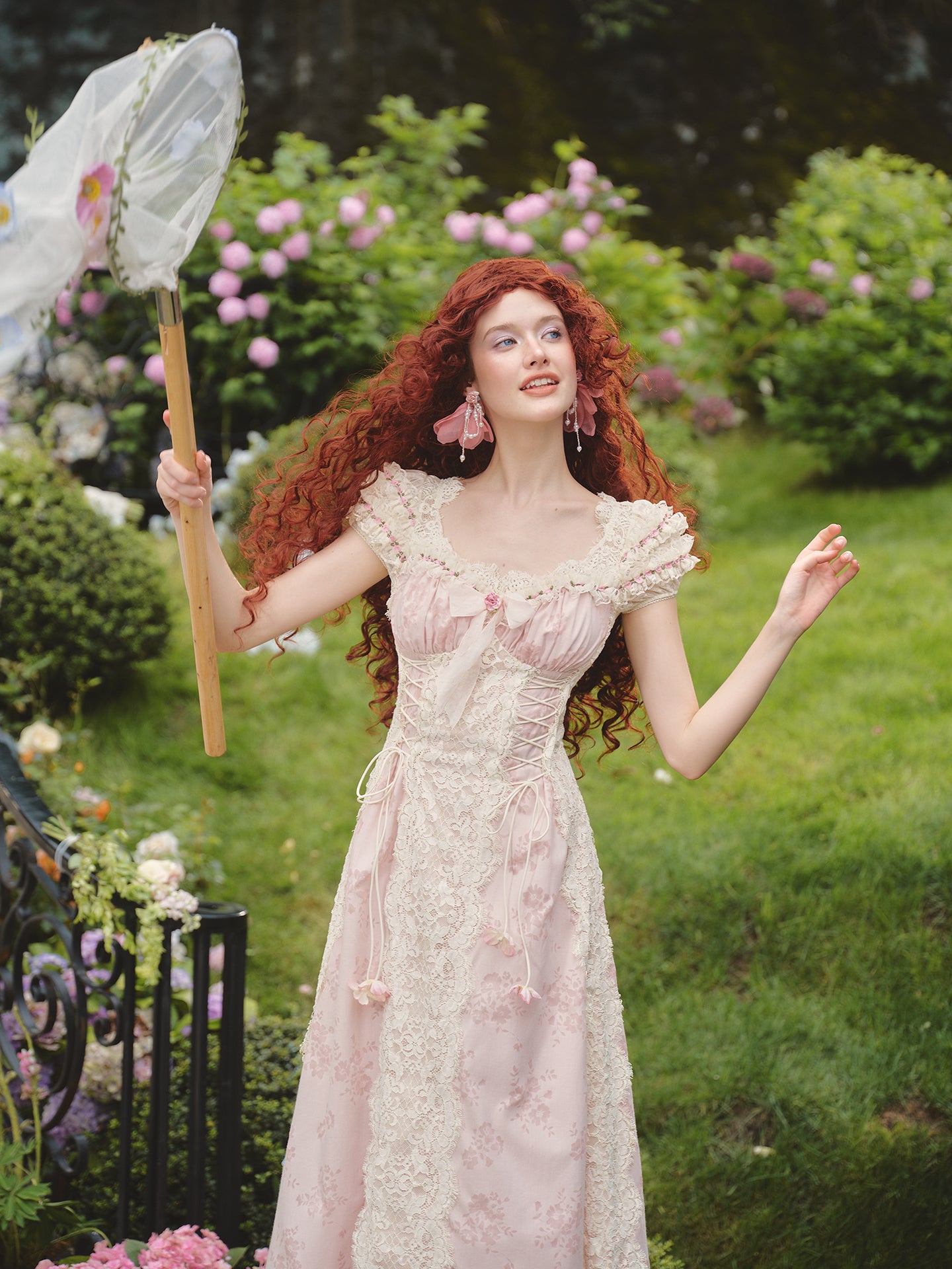 French sweet design tie waist lace dress new R5070