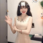 White sleeveless vest dress gentle style waist slim hip skirt R0589