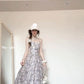 Floral suspender dress new style beautiful waist temperament long dress R0590