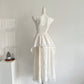 Mist White Tea Gentle Lace Splicing Skirt Suspender Set R2017