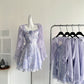 Purple floral suspender skirt cardigan suit 2025 new atmosphere two-piece suit R2018
