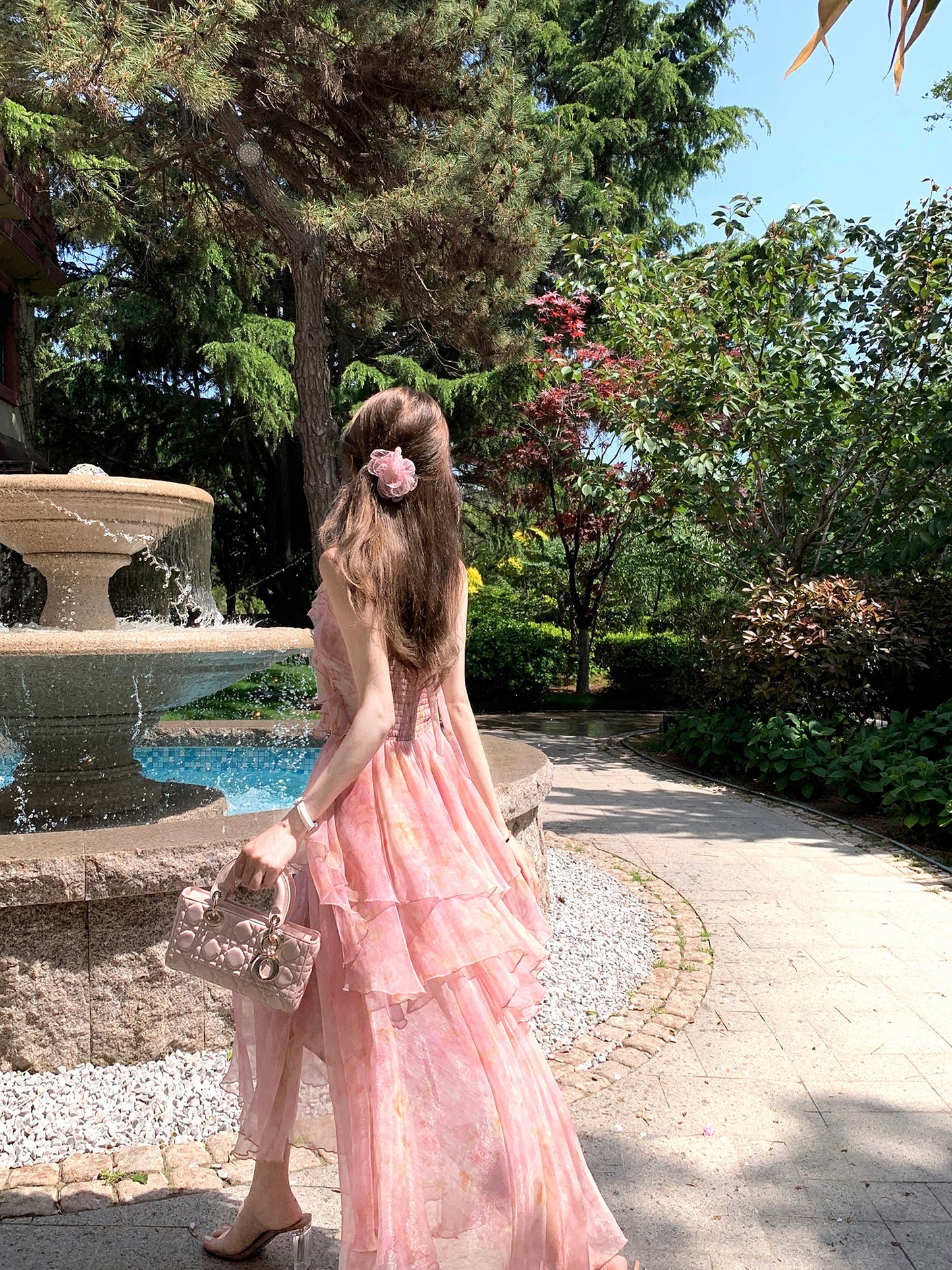 Holiday fairy floral dress beautiful summer long dress R3871