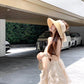 French satin sweet dress female princess summer beautiful suspender skirt R3832