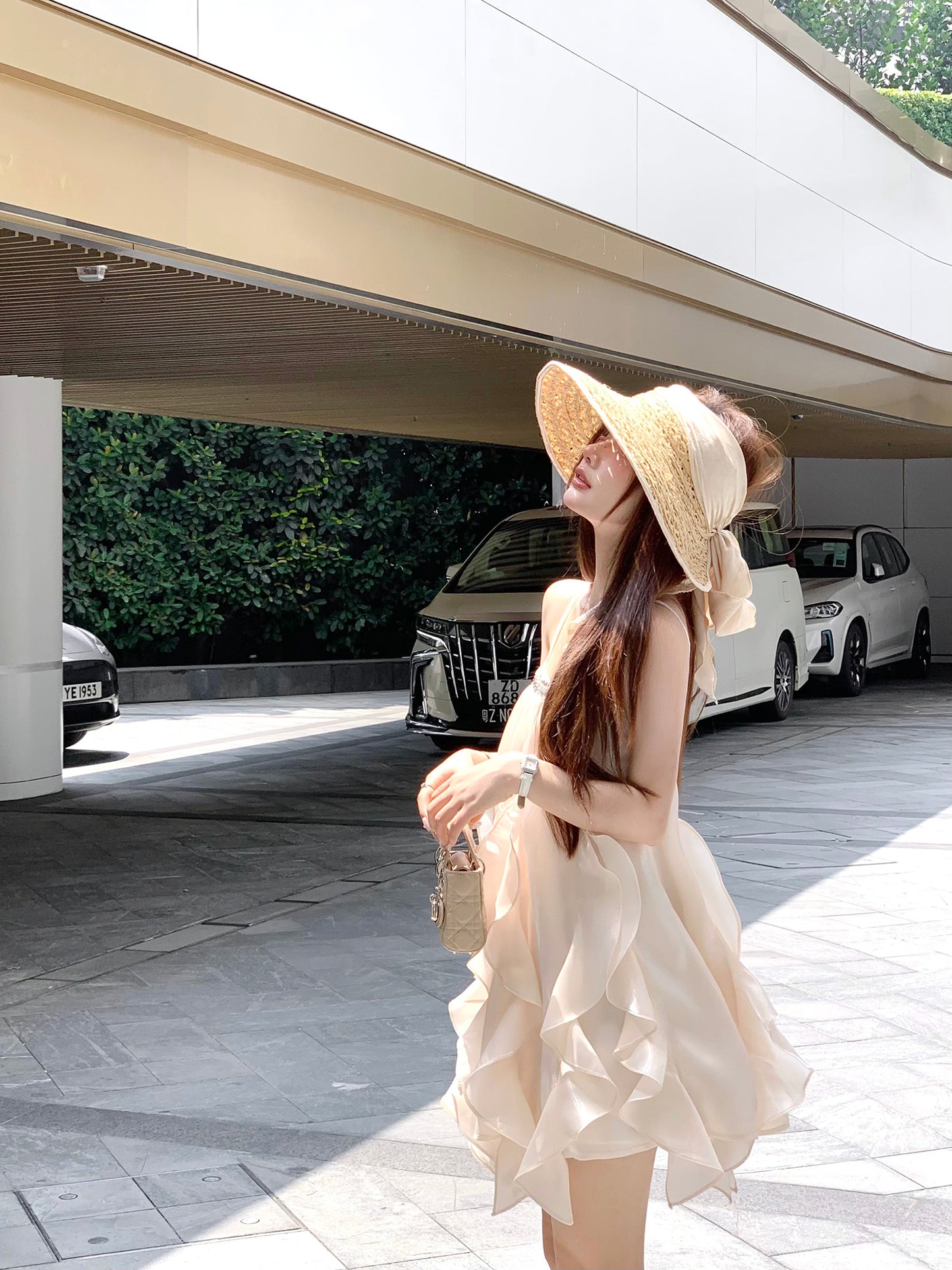 French satin sweet dress female princess summer beautiful suspender skirt R3832