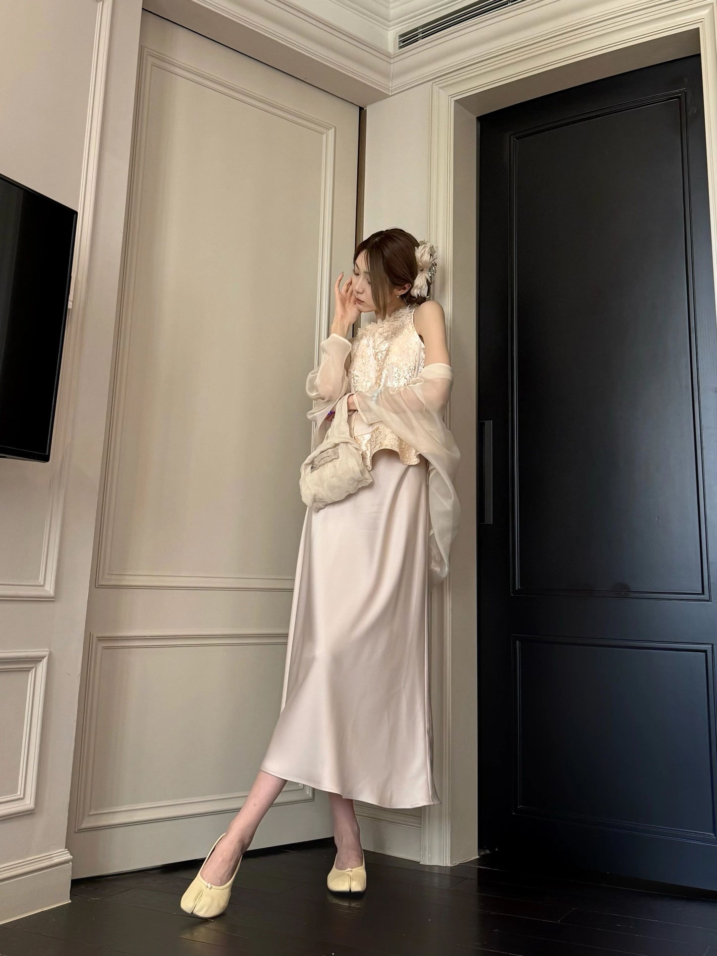 Gentle temperament super beautiful jacquard vest shawl skirt three-piece suit 2025 R0848