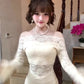 Gentle style lace one-shoulder dress beautiful waist slim hip skirt 2025 new R0855