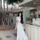 Summer beautiful outfit set white one shoulder top a line skirt two piece set R0854