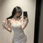 Pure lace halter neck three-dimensional flower sling dress beautiful summer hip skirt R3395