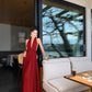 Gentle temperament V-neck halter dress unique waist A-line beach dress R0576