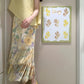 Pure suit, gentle temperament, beautiful yellow top, floral skirt, two-piece suit R0805